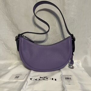 Coach soft pebbled leather Luna handbag in light violet with silver hardware